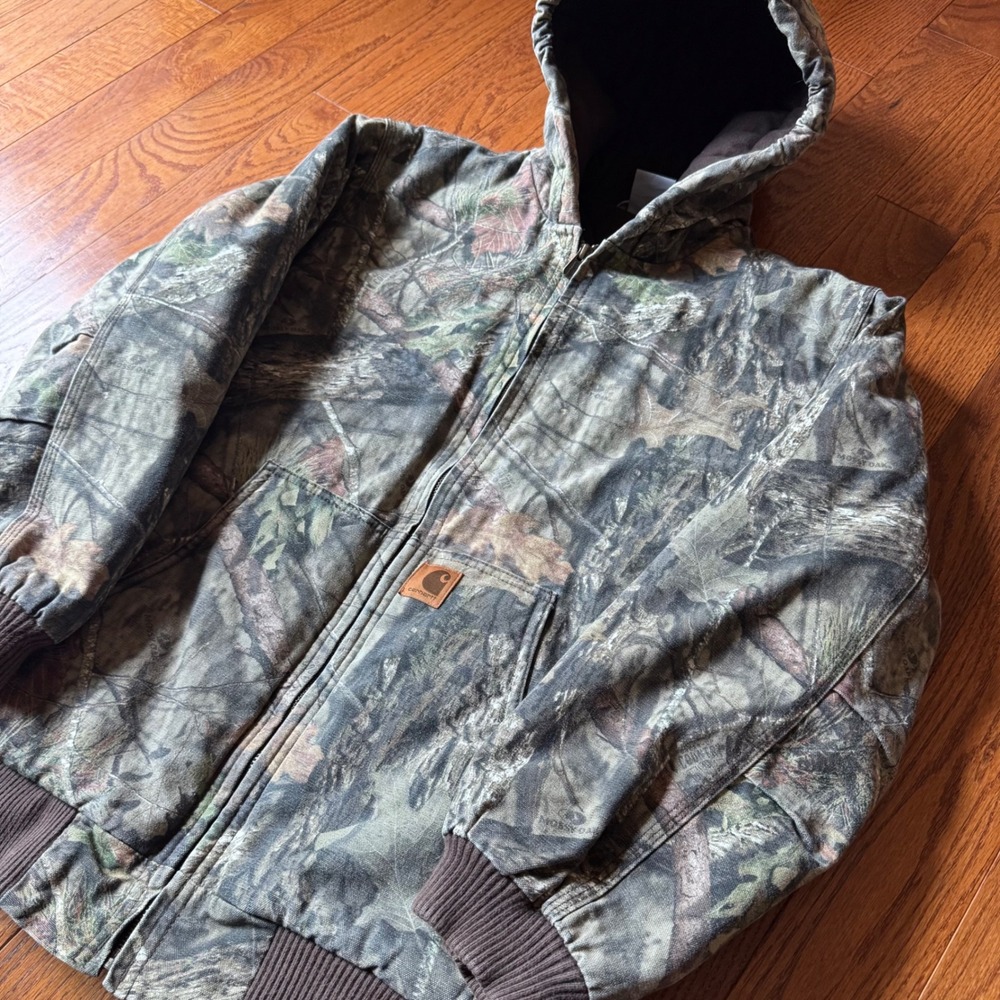 Carhartt Camo Jacket Women Small Mossy Oak Canvas Hooded Workwear Coat XL 18-20